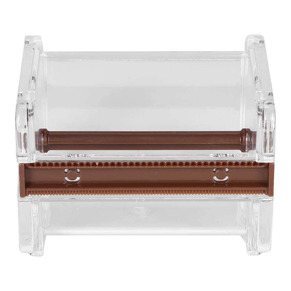 Transparent Adhesive Tape Dispenser Desktop Tape Holder with Cutter Brown