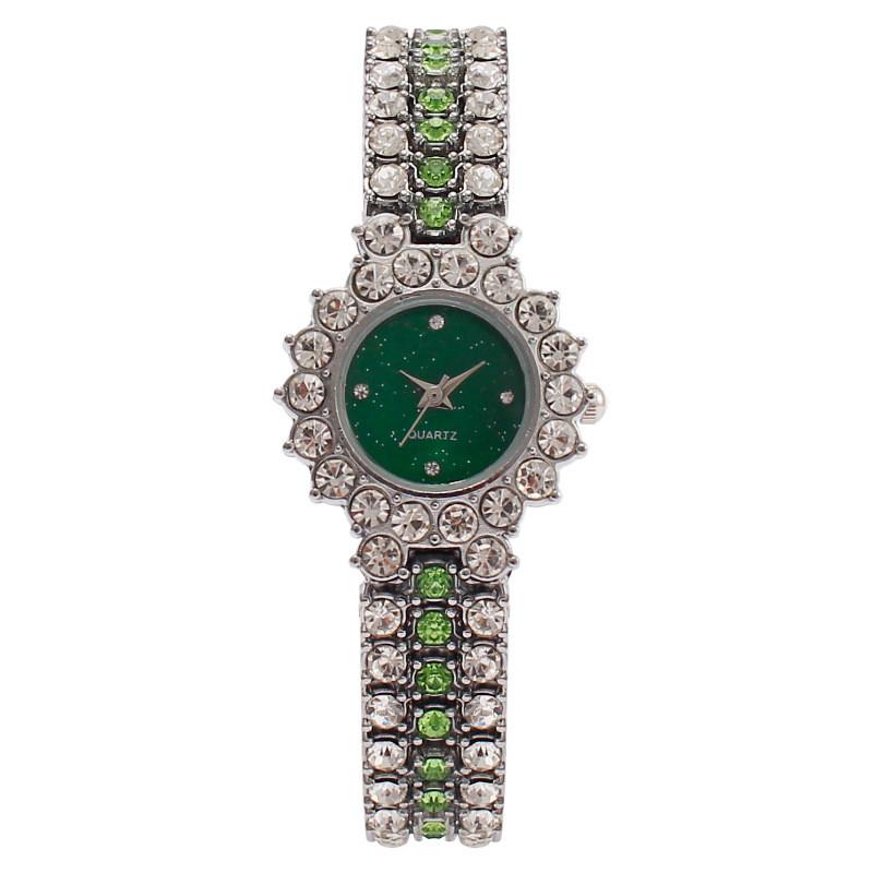 

Ladies Fashion Quartz Watch With Colorful Diamonds And Jewelry Clasp For Elegant Wear Green