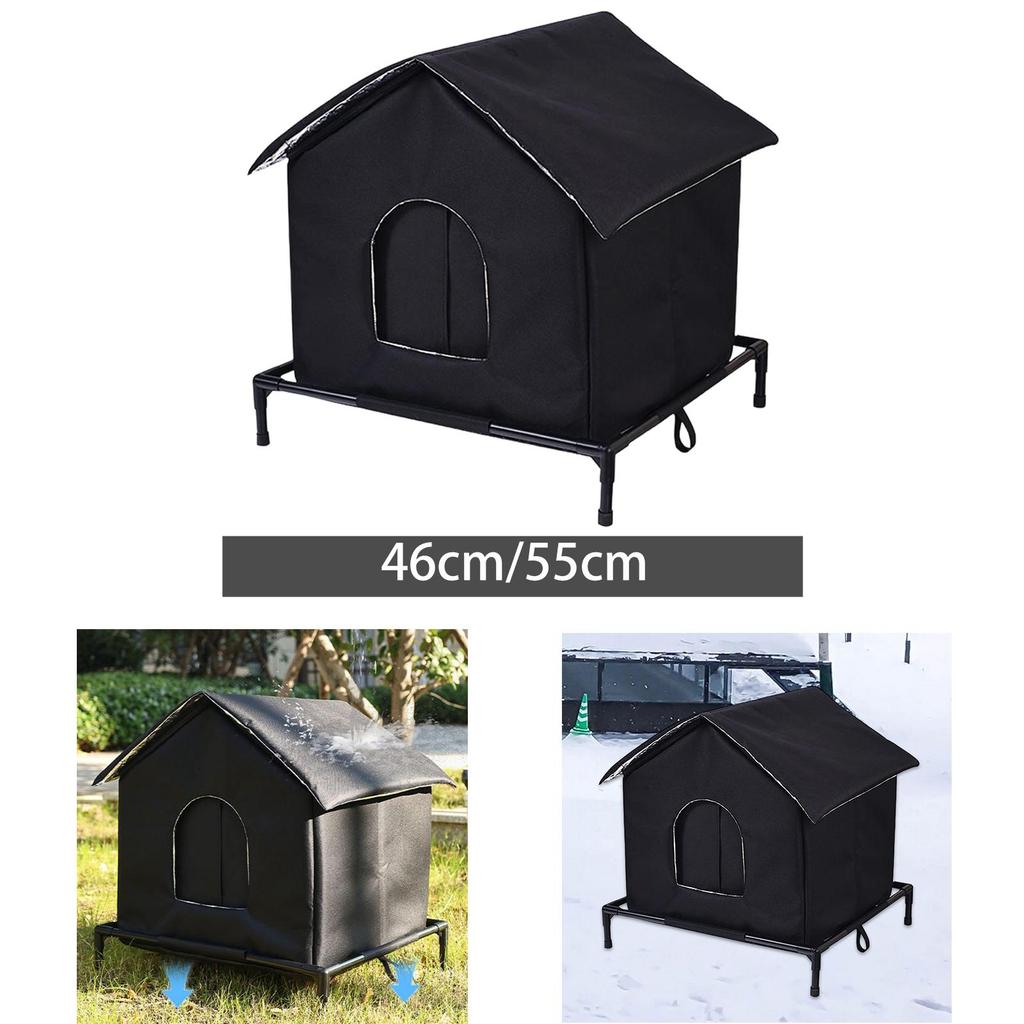 Outdoor Stray Cat House Thickened with Windproof Curtain Winter Feral Cat Shelter Weatherproof Oxford Cloth for Garden Courtyard