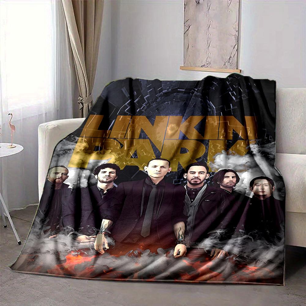 1pc Linkin Park Merchandise Blanket Lightweight Flannel Blanket Throw Blanket For Sofa, Bed, Travel, Camping, Livingroom, Office, Couch