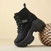 Short boots women's 2025 autumn fashion round head platform lace-up sports style casual shoes wedge heel fashion single shoes