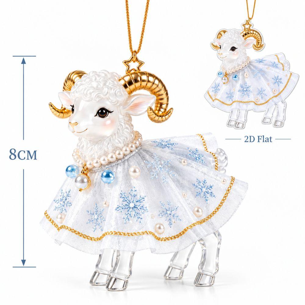 Shining Goat Hanging Ornament Set 2D Flat Animal Hanging Decoration Shop Window Display
