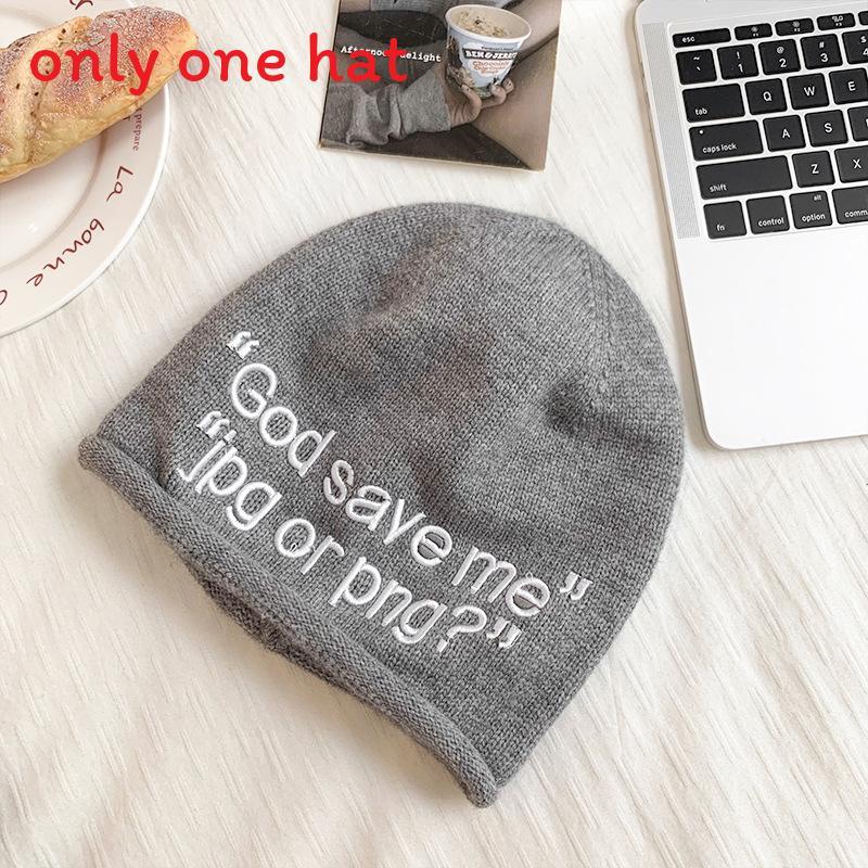 Knit Beanie Hat For Women With Alphabet Print Warm Winter Style