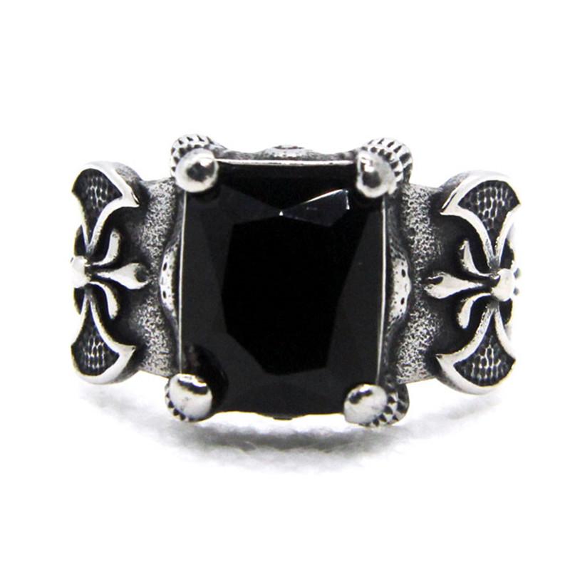 

Stainless Steel Vintage Fleur De Lis Stone Ring Men Woman Axe Biker Punk Party Ring 7