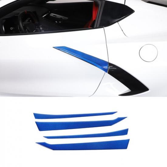 Blue Carbon Fiber Exterior Side Door Handle Frame Trim Sticker For Corvette C8