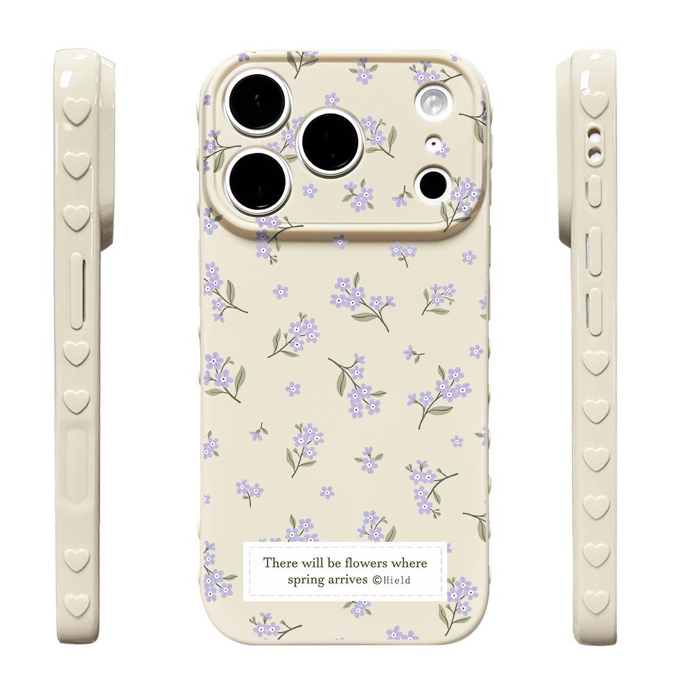 Purple Floral Anti-Drop Protective Case for iPhone 16/17 Pro - New Model for Women