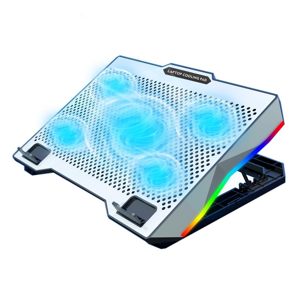 S605 RGB Light Laptop Cooling Pad Height Adjustable Gaming Notebook Cooler with Phone Holder