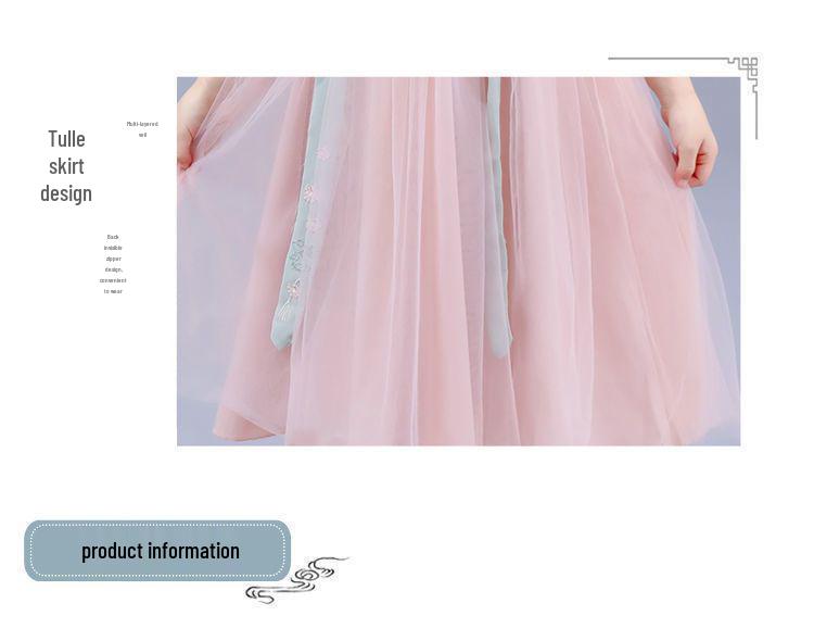 Chinese Style Girls’ Tang Suit Hanfu Costume for School Performances