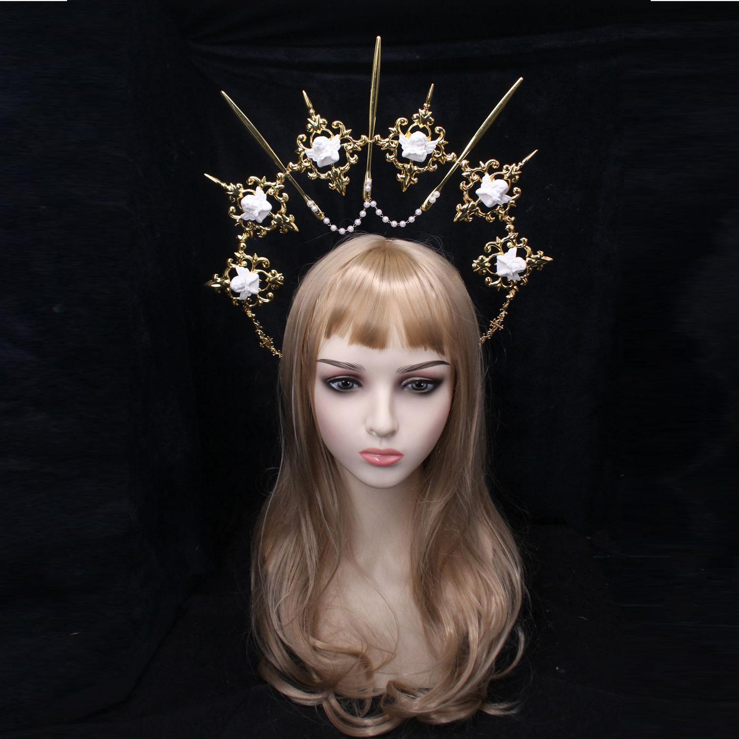 

Lolita Angel Halo Sun Crown Материал Пакет Преувеличенный Подиумный Головной Убор Фото Реквизит Аксессуары