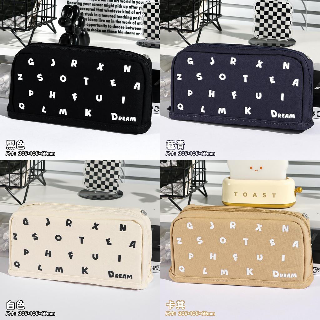 Multicolor Fabric Letter Star Shape Pen Case With Large Capacity For Students And Office Use