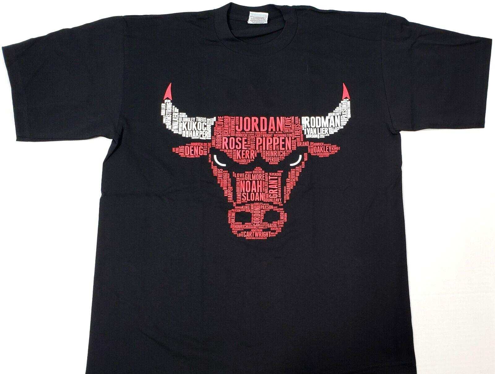 BULLS T-shirt 100% Heavy Cotton Chicago Tee Men s LARGE Black New XXL