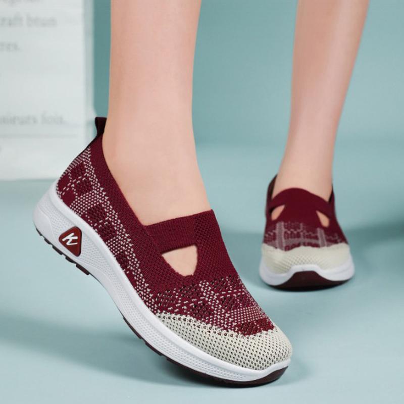 Springtime Women'S Gym Vulcanized Shoes Pink Women'S Daily Wear Shoes Stylish Airy Mesh Flat Sole Trekking One Kick Shoes