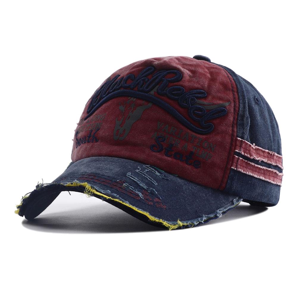Letter Embroidery Baseball Cap Fashion Retro Washed Cotton Snapback Hat Hip Hop Bull Head Print Trucker Dad Hats for Women Men