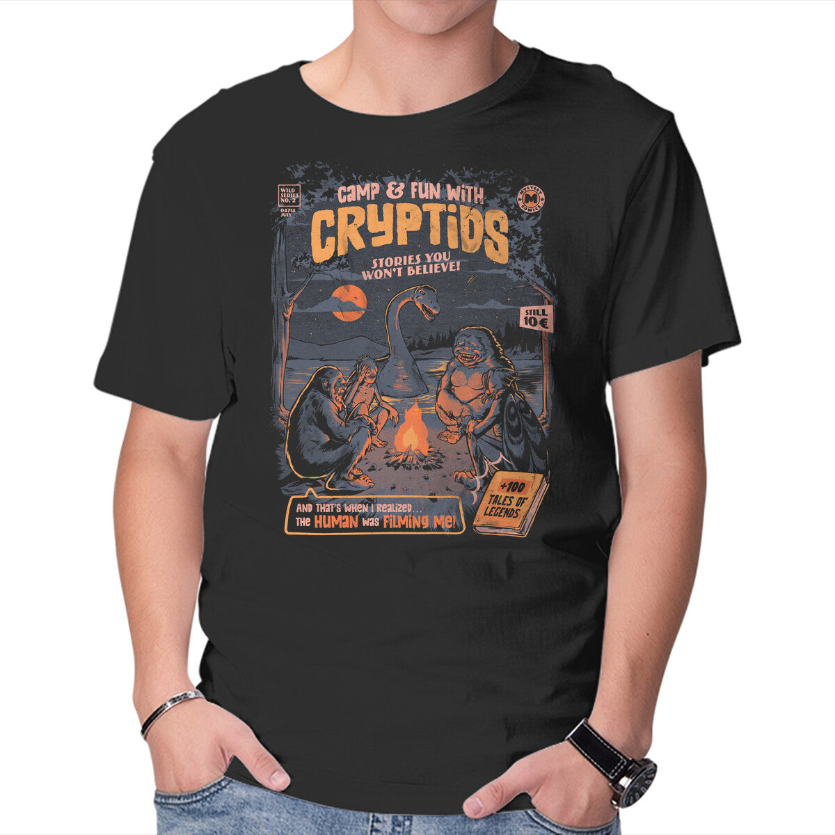Unisex Crew Neck T-Shirt Cryptids Camp Graphic Short Sleeve Casual Tee M