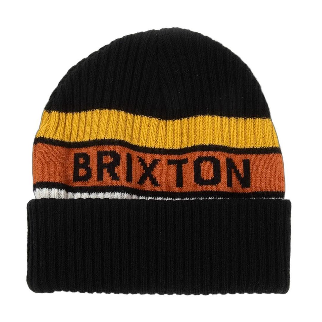 Used Brixton Rainier Striped Beanie Black Beanie Free Shipping