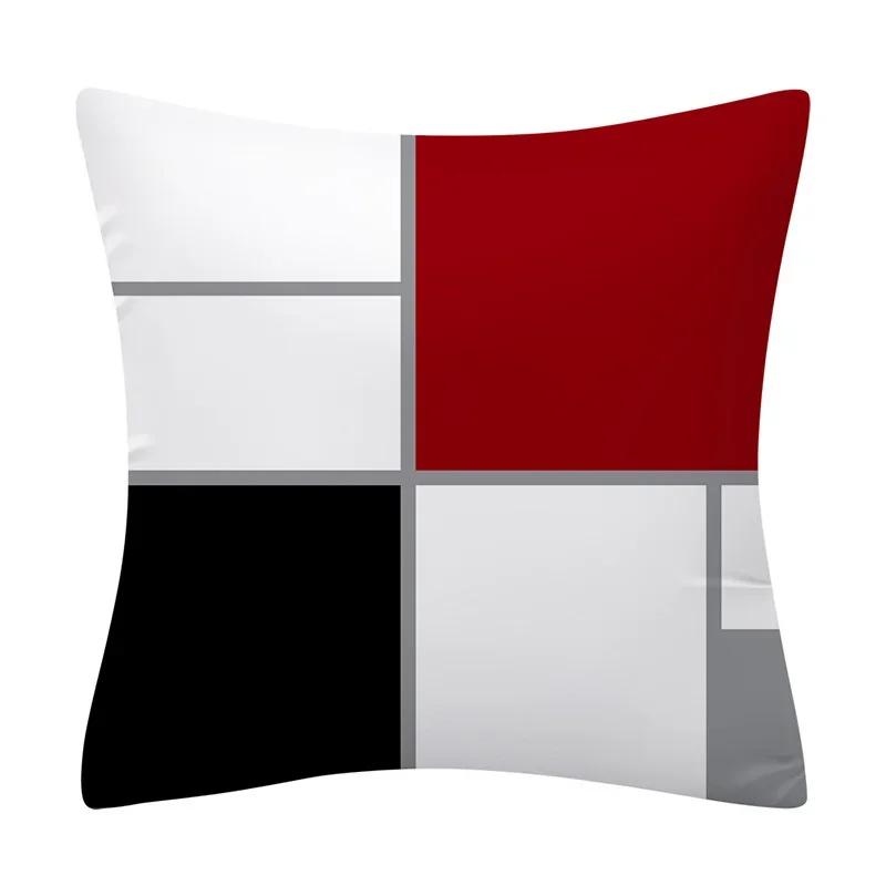 45X45Cm Red Series Geometric Pillowcase Abstract Pachwork Square Cushion Cover Sofa Car Waist Throw Pillowslip Home Decor