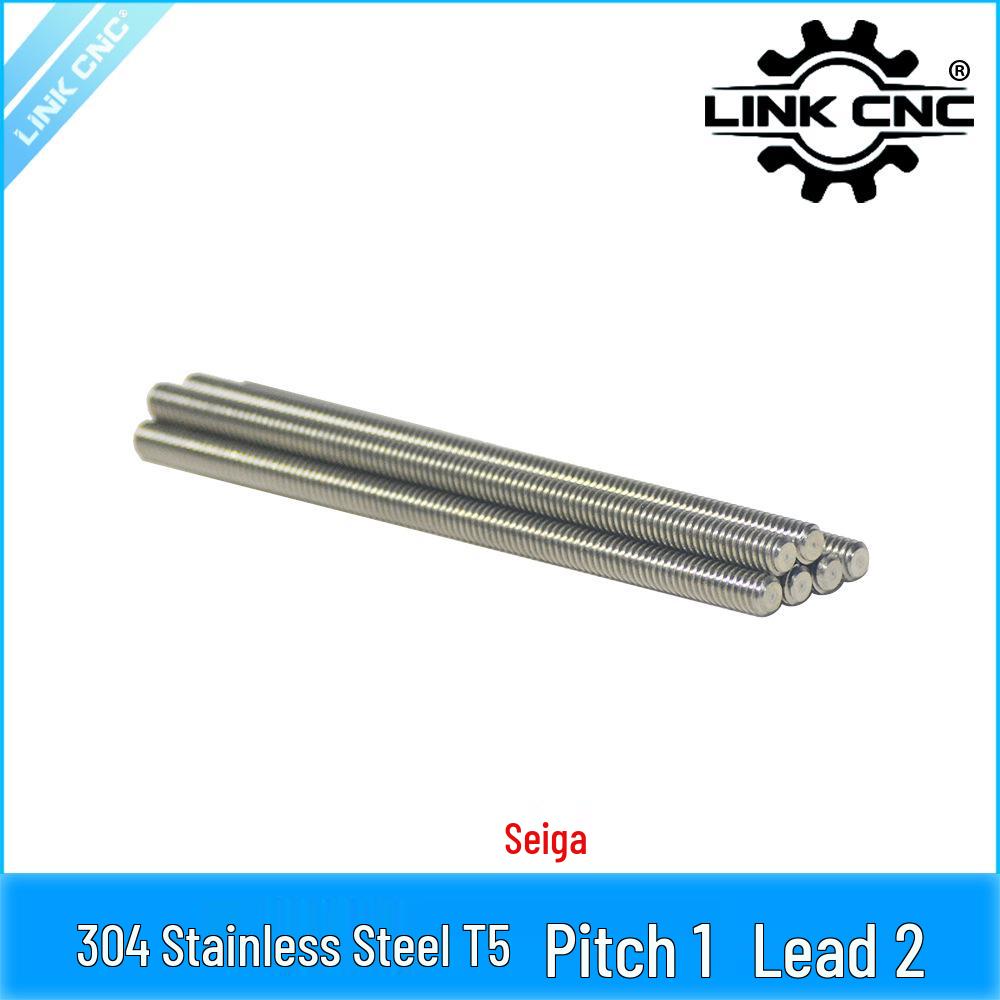 304 Stainless Steel T5 Lead Screw, Trapezoidal, 1mm Pitch, 2mm Lead 100mm (1 piece)