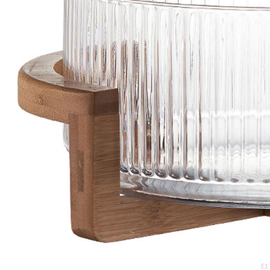 Salatskål i glass Serveringsbestikk med Trebase Ornament Frukt til Snacks