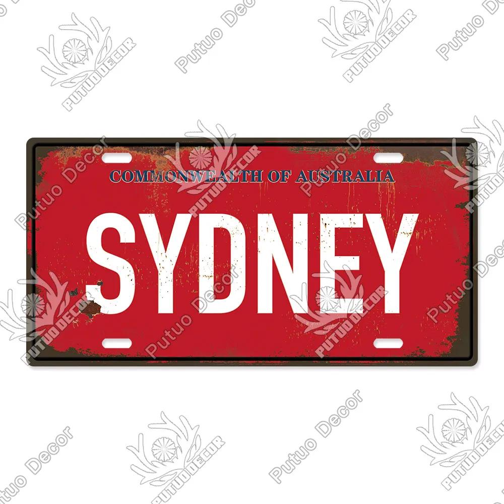 Putuo Decor Stadt Metallschild Plakette Metall Vintage Kennzeichen Blechschild Wanddeko für Man Cave Pub Bar Dekoration