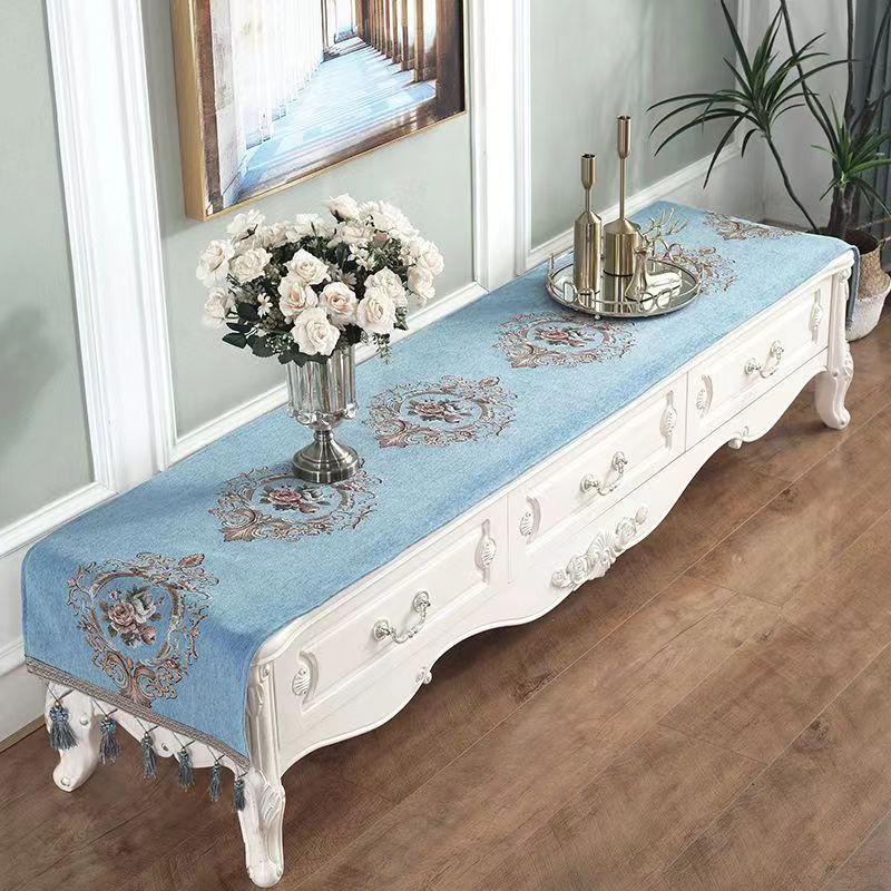 European Table Runner Luxury Silk Jacquard Table Runners Decorative Bed Runner Classic Table Flag Living Room Hotel