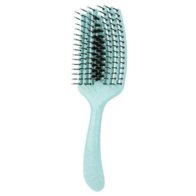 Pig Bristle Fluffy Styling Six-Claw Straightening Hollow Rib Massage Comb
