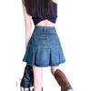 High-waisted Retro Denim A-Line Skirt for Women - Summer Korean Style, Tummy-Covering, Slimming, Designer Niche, Short Pleated Skirt