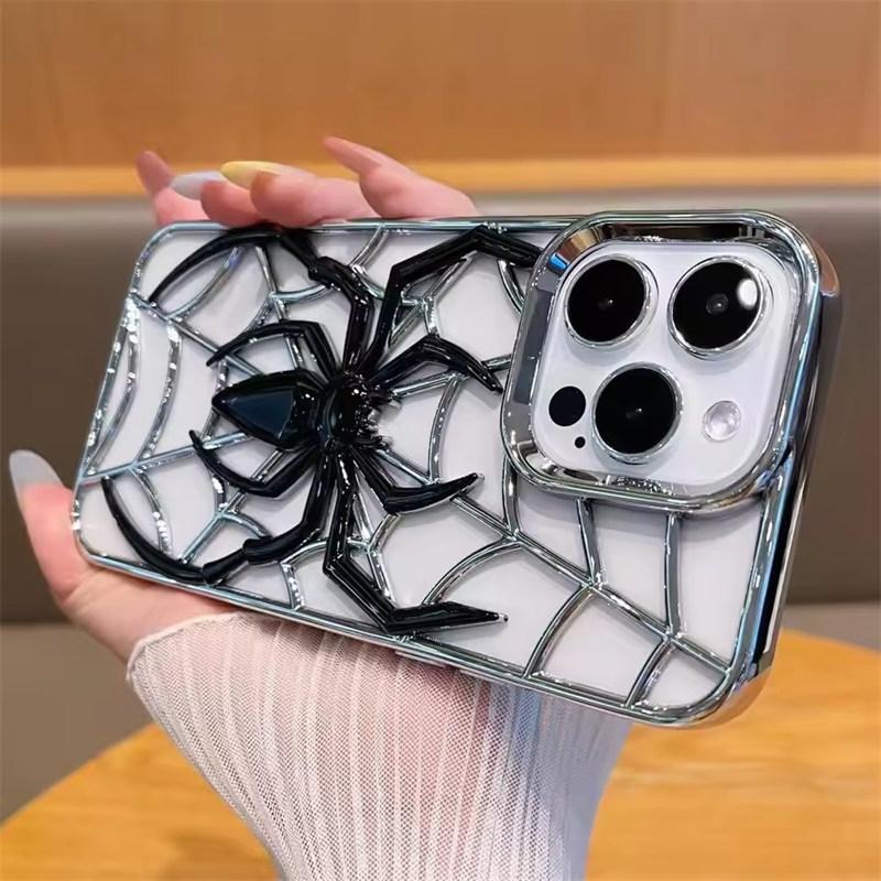 Fashion Hollowed-out Spider Cover For iPhone 16 Pro Max Heat Dissipation Breathable Case For iPhone 15 Pro 14 13 12 11 Soft Cass