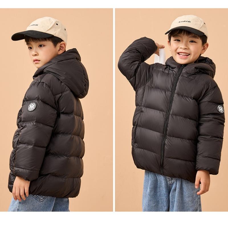 Barneklær Dunjakke Gutter Jenter Vinter Kort Barnejakke med hette