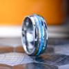 Fashion 8mm Silver Color Stainless Steel Ring For Men Fashion Abalone Shell Inlay Ring Men's Wedding Band Accessories