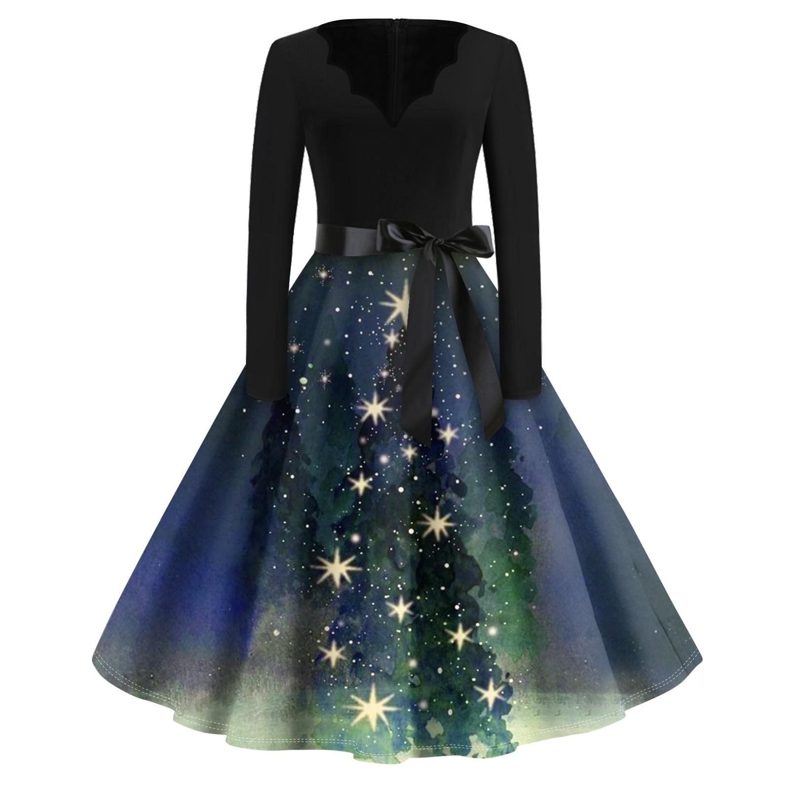 Женское повседневное модное длинное платье с V-образным вырезом и длинным рукавом — фото 3