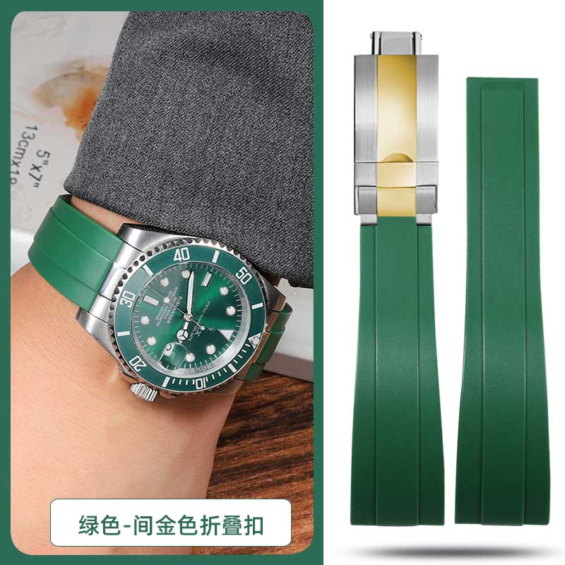 20mm 21mm 22mm For Rolex Daytona Gmt Oyster Tudor Black Bay Omega Watchband Rubber Fold Buckle Watch Strap Silicone Men Bracelet