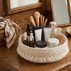 Cotton Rope Woven Storage Basket Bohemian Style Save Space Cosmetic Storage Basket with Tassel Large Capacity