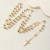 14K Gold Plated Rosary Necklace, Virgin Mary Medal Cross Pendant Beaded Chain Unisex Jewelry