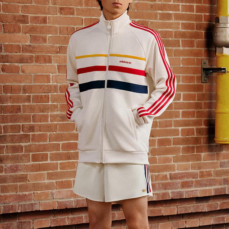Adidas Originals The First Track Top Retro Color Block Stand Collar Sports Jacket Men Tops White IW3233