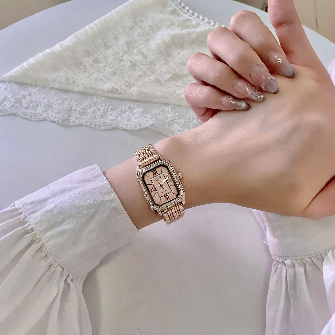 

Rose Gold Silver Steel Belt Women s Watch with Diamond Dial Niche Waterproof Quartz Watch