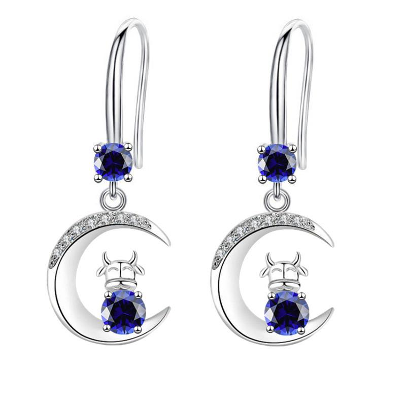 

Chinese Zodiac Cow Earrings Moon Cow Drop Earrings Long Superior Temperament Ear Hooks EG-37