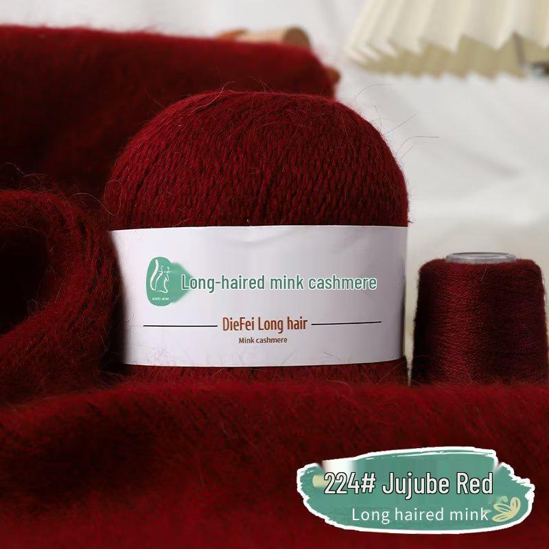 Long-Haired Mink Velvet and Cashmere Yarn: Hand/ Machine-Knitted, Medium-Thick