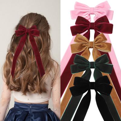 Vintage Grandi Grandi Fiocchi di Velluto Fermagli per Capelli Barrettes Per Donne Ragazze Matrimonio Nastro Lungo Coreano Clip per Capelli Pinza per Capelli Accessori per Capelli