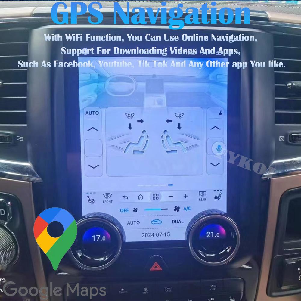 Android15 For Dodge RAM 2013-2015 Car Radio Automotive Multimedia Tesla Screen Car play Auto Bluetooth GPS 4G WIFI DSP Stereo