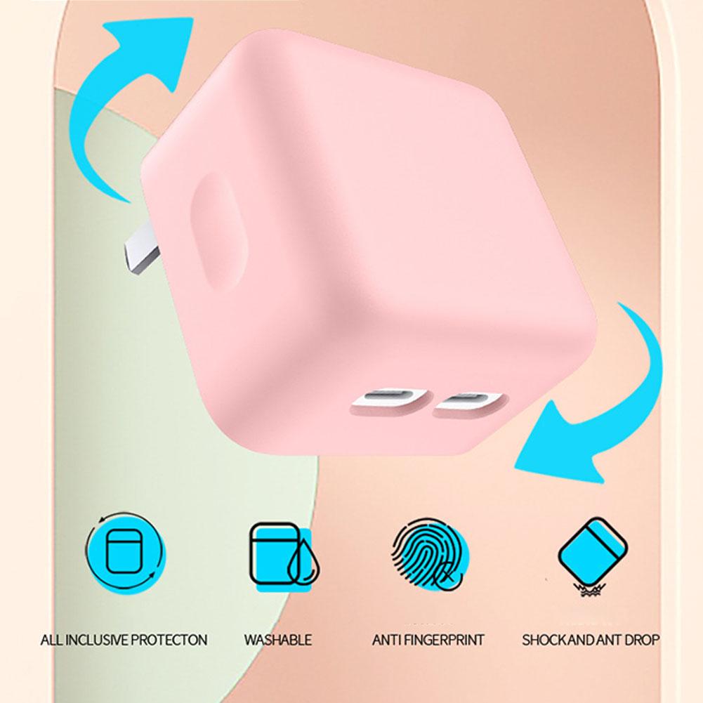 For Apple 35W Dual USB-C Port Small Power Adapter Silicone Case Charging Head Protective Case For IPhone For MacBook