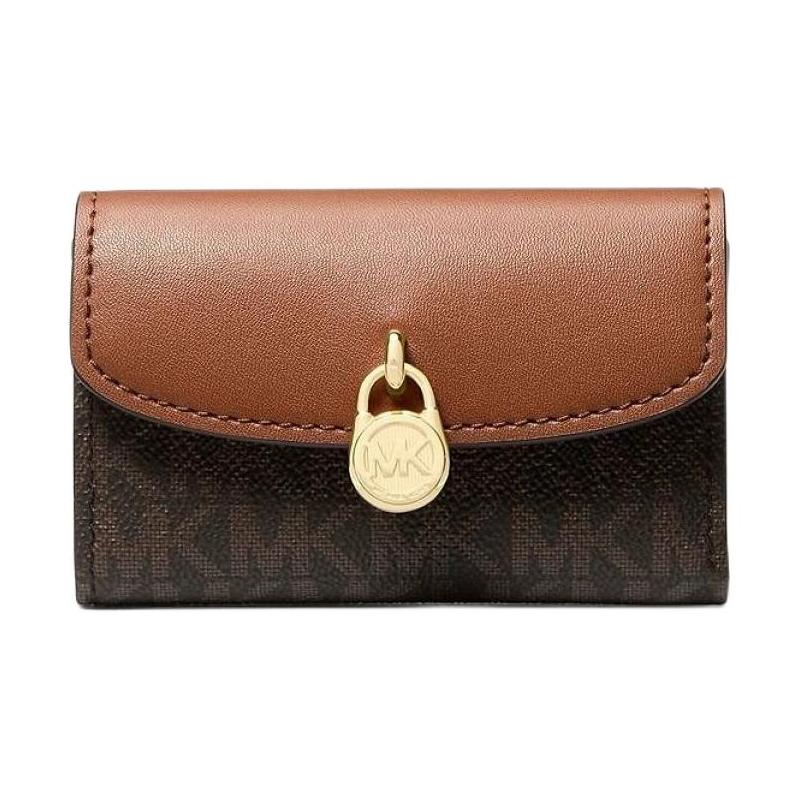 MICHAEL KORS Lyra Logo Coated Canvas Leatherette Wallet Extra Small Men s Dark Brown коричневый