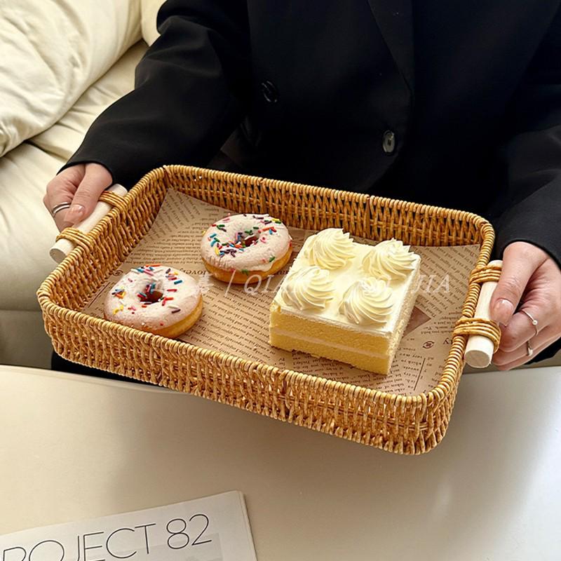 Handgeflochtenes Rattan-Tablett: Brot- und Obstkorb für Snacks und Nachmittagstee