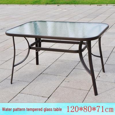 Wrought Iron Outdoor Café Table with Tempered Glass Top