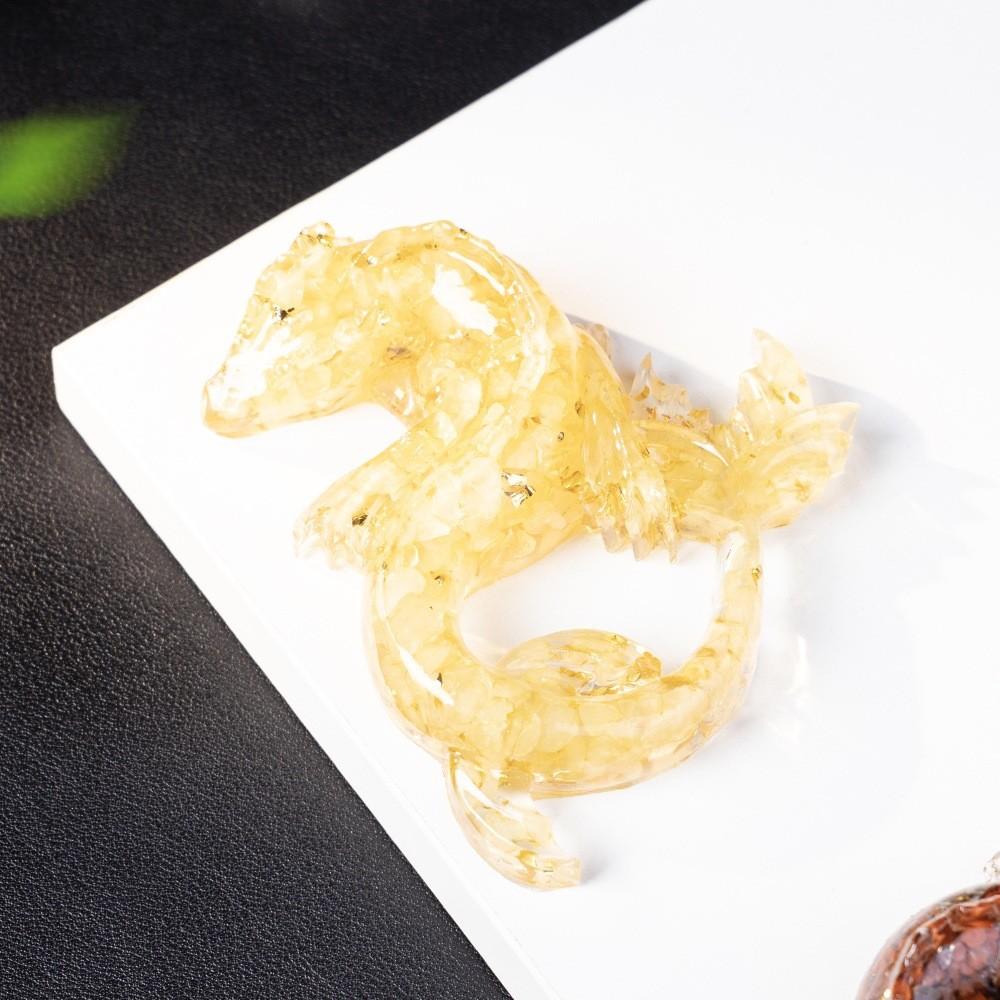 Dragon Resin Crystal Figurine Home Decor With Natural Gemstone Chips For Gift Collectors