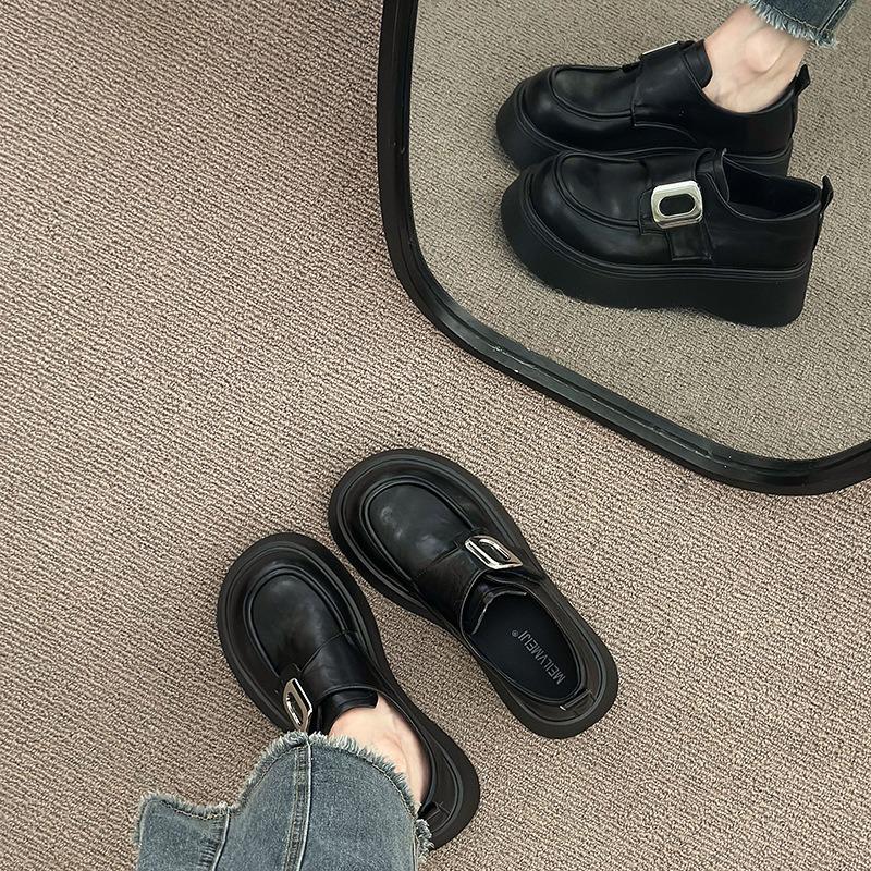Thick-soled heightening small leather shoes women's new spring and autumn versatile skirt Mary Jane single shoes