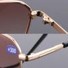 1/2 in 1 Bifocal Reading Glasses +1.0 to +4.0 Dual Purpose Metal Frame Presbyopia Glasses for Men Women Retro Style