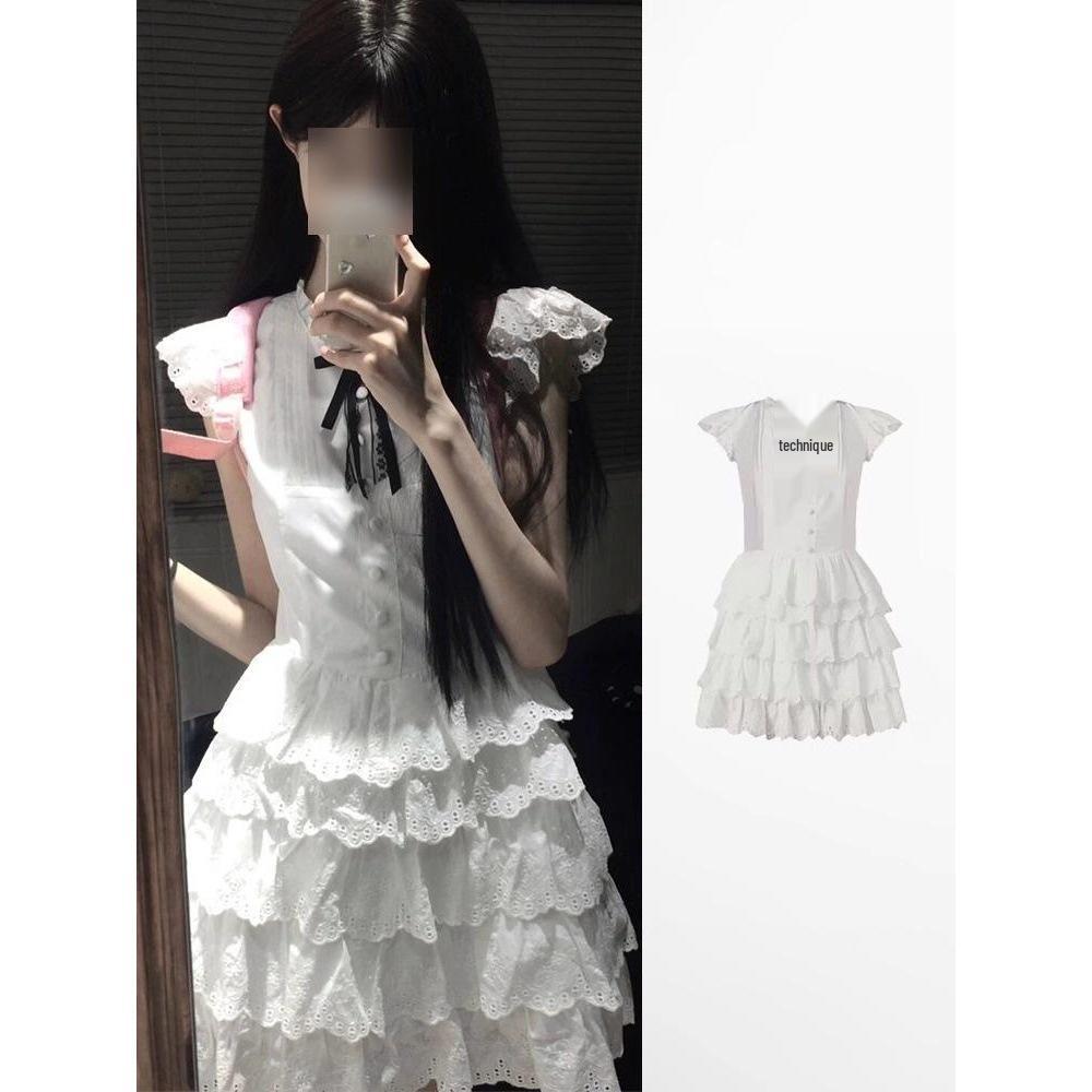 

Puff Sleeve Cake Dress: Women s Casual Korean Style Slimming Princess Dress for Early Autumn S (up to 45 kg)