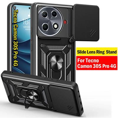 Funda for Tecno Camon 30s Pro 4G Case Slide Camera Protection Rotatable Ring Stand Back Cover for Tecno Camon 30S Pro 4G Capa