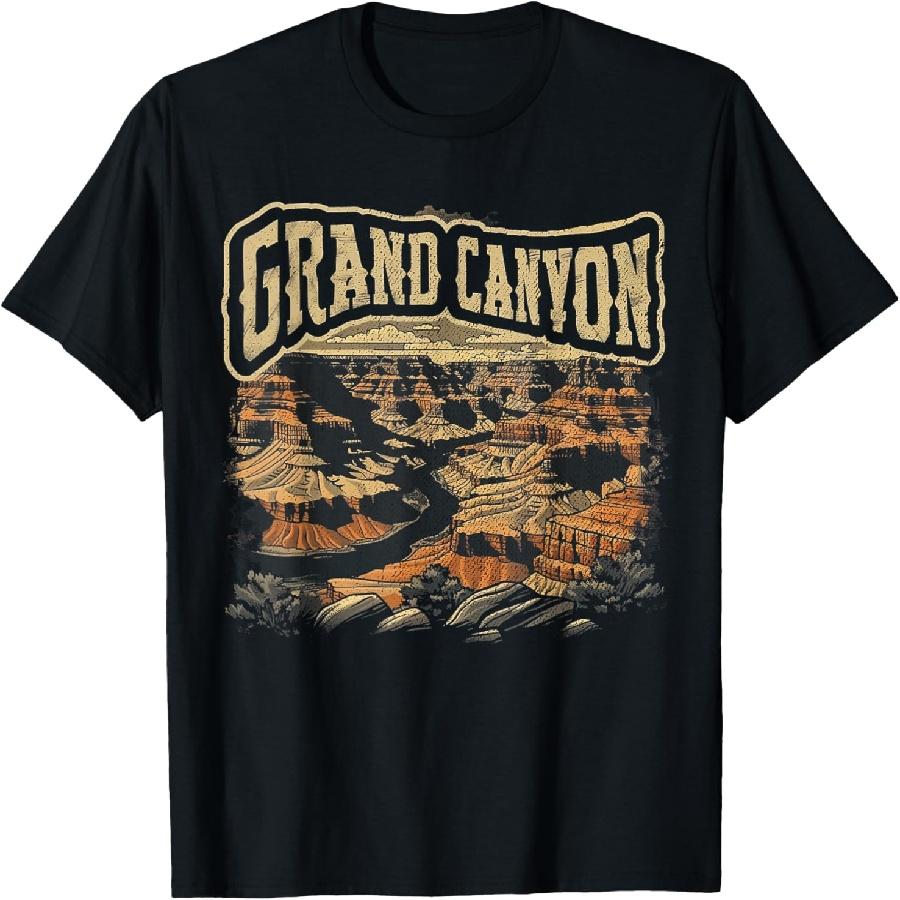 

Grand Canyon - US National Park Vintage Men Women Kids Retro T-Shirt(3) XXXXXL чорний