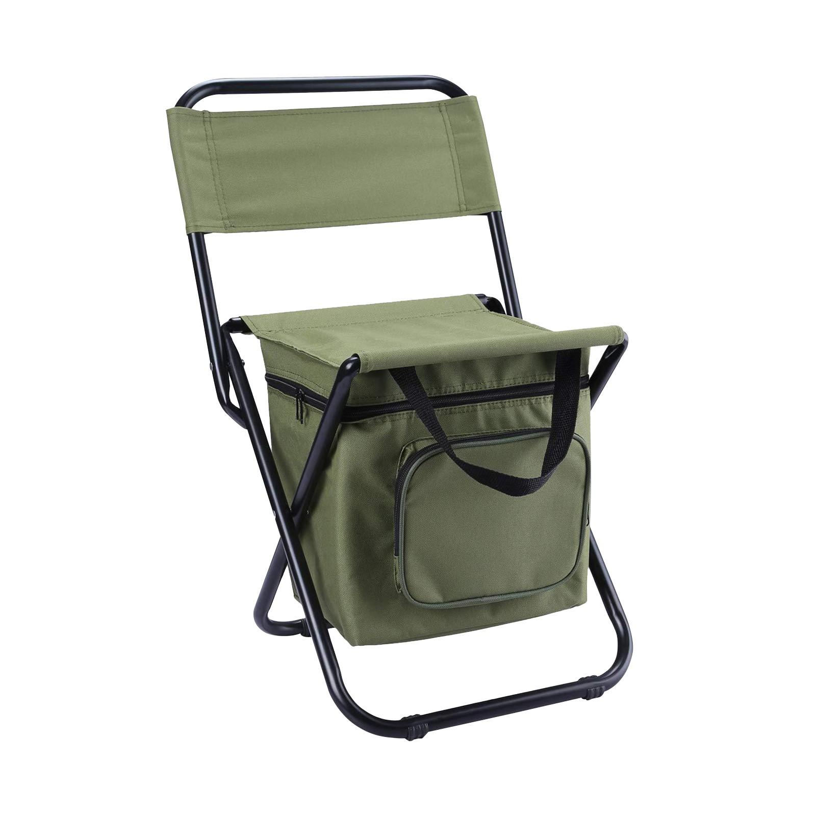

Portable Outdoor Folding Chair With Storage Seat With Backrest Camping Fishing Chair One Size